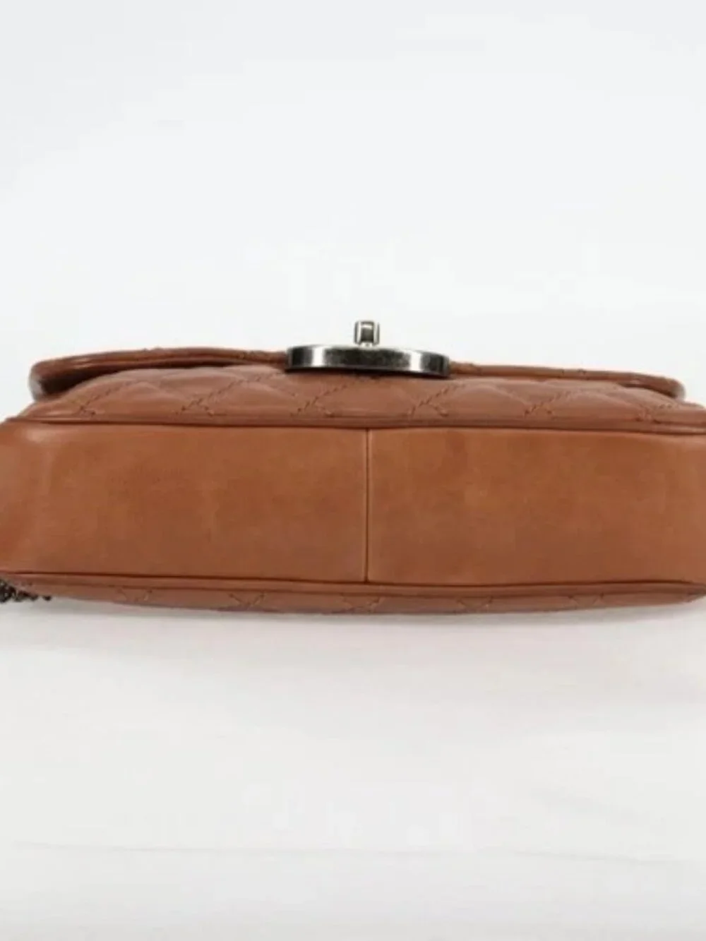 CHANEL Matelasse 25 Chain Shoulder Bag Leather Brown Silver CC Auth 134215